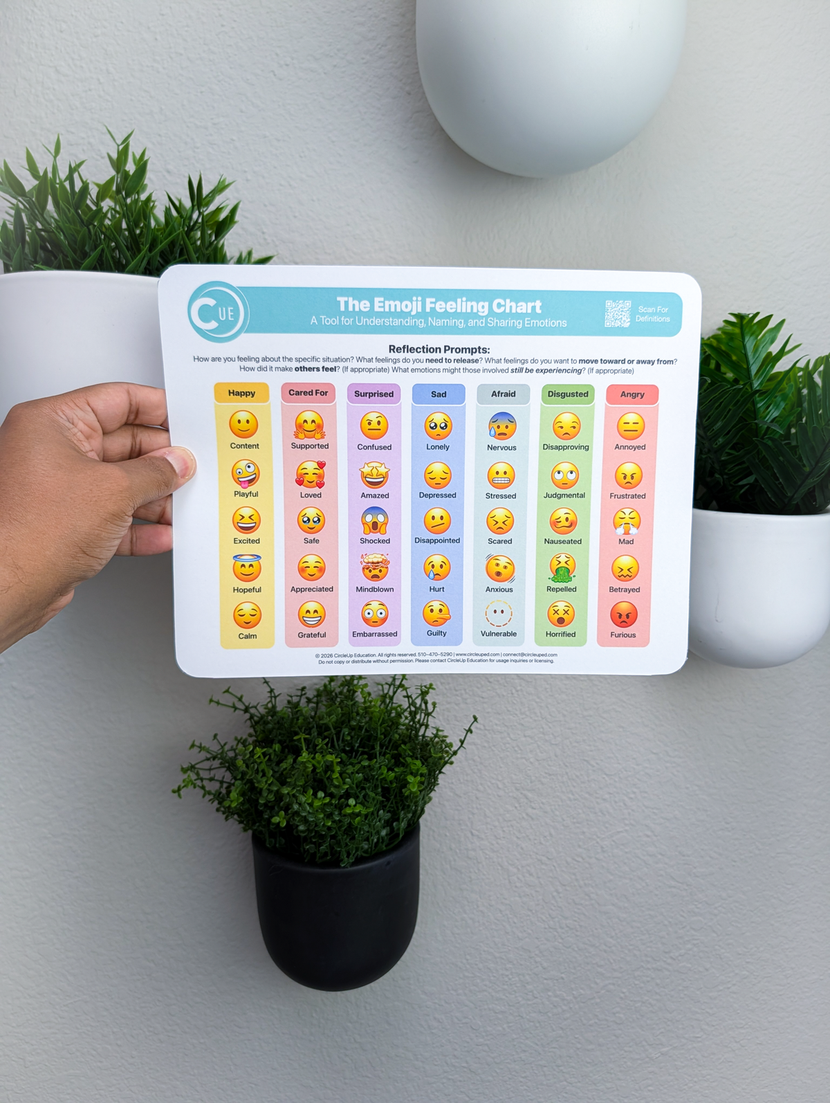 Emoji Emotions Chart 3 Pack, 8.5 x 11 Soft-Touch Laminated Emotional Check-In Charts - 2026 Edition