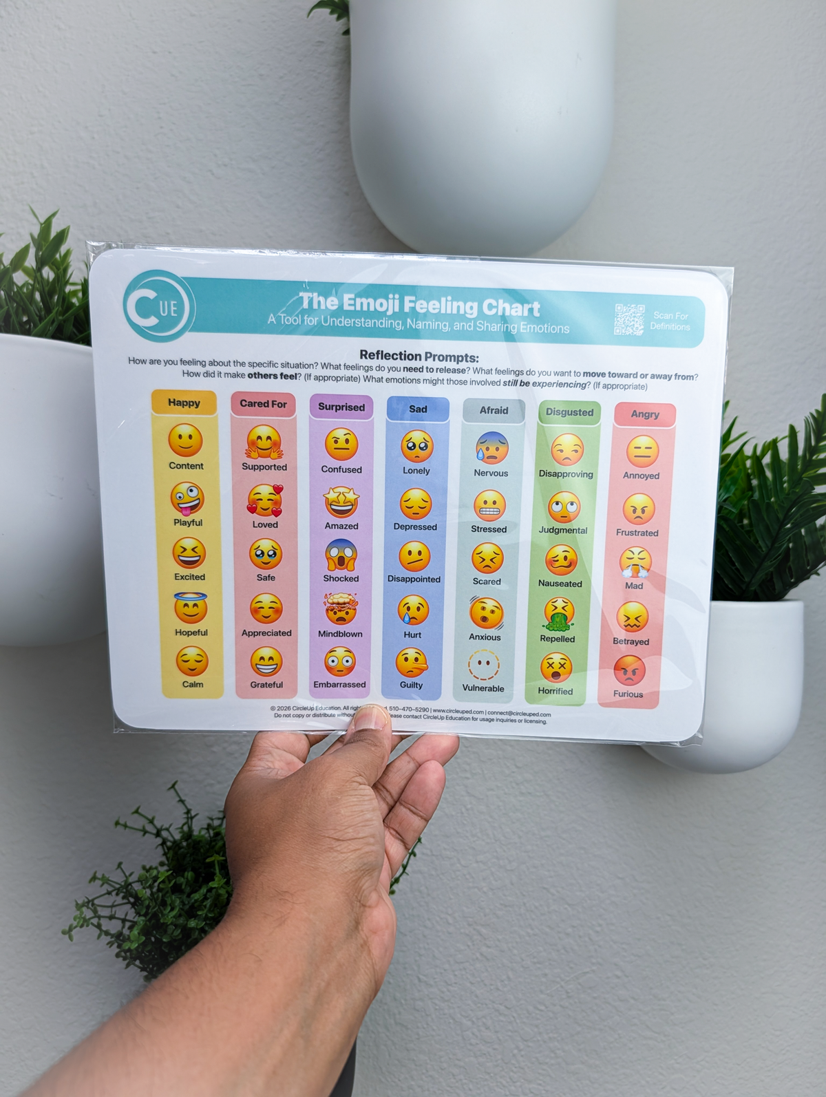 Emoji Emotions Chart Bulk Packs, 8.5 x 11 Soft-Touch Laminated Emotional Check-In Charts