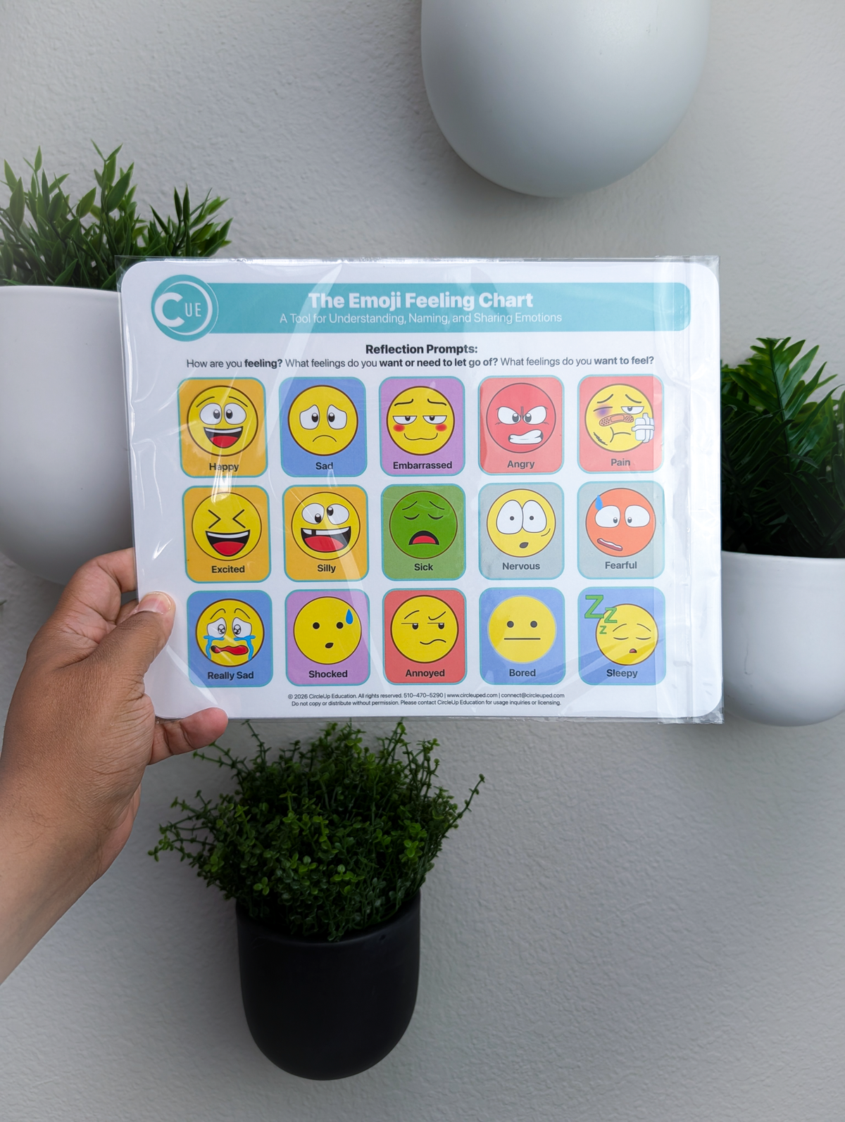 Emoji Emotions Chart Bulk Packs, 8.5 x 11 Soft-Touch Laminated Emotional Check-In Charts