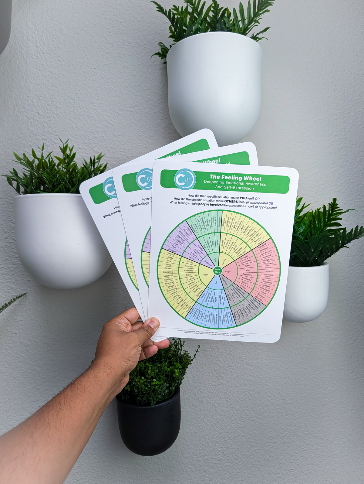 The Feeling Wheel 2025 Edition – 8.5x11 Soft-Touch Laminated SEL Emotion Chart for Therapy, Counseling & Restorative Practices