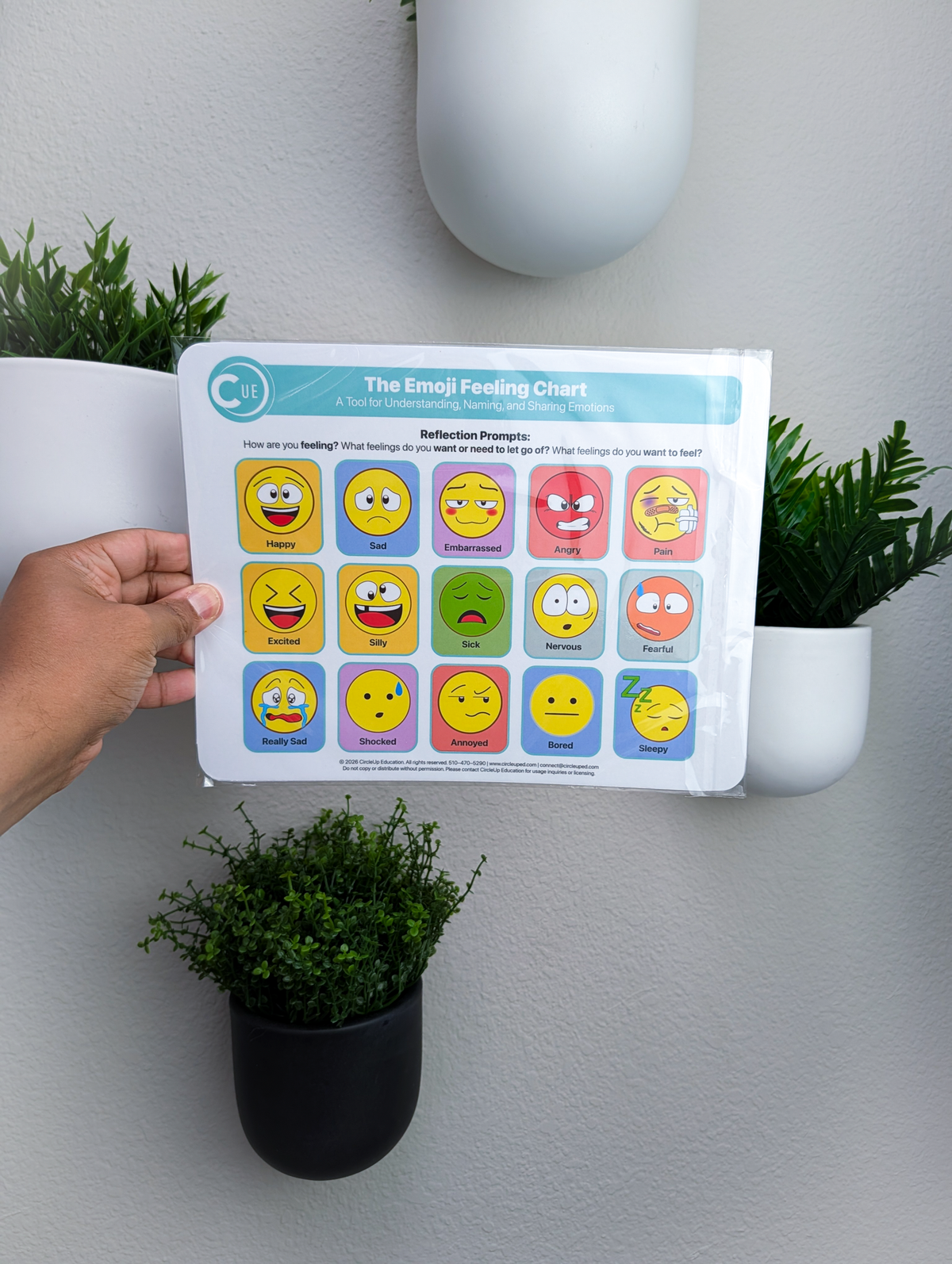 Emoji Emotions Chart 3 Pack, 8.5 x 11 Soft-Touch Laminated Emotional Check-In Charts - 2026 Edition