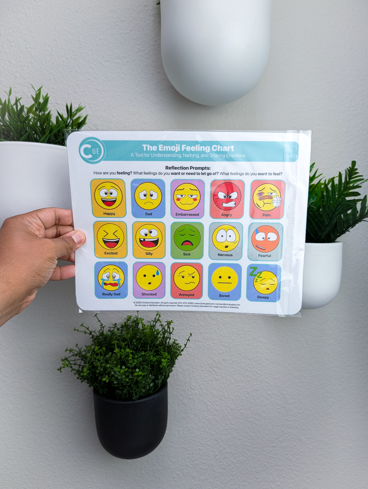Emoji Emotions Chart 3 Pack, 8.5 x 11 Soft-Touch Laminated Emotional Check-In Charts - 2026 Edition