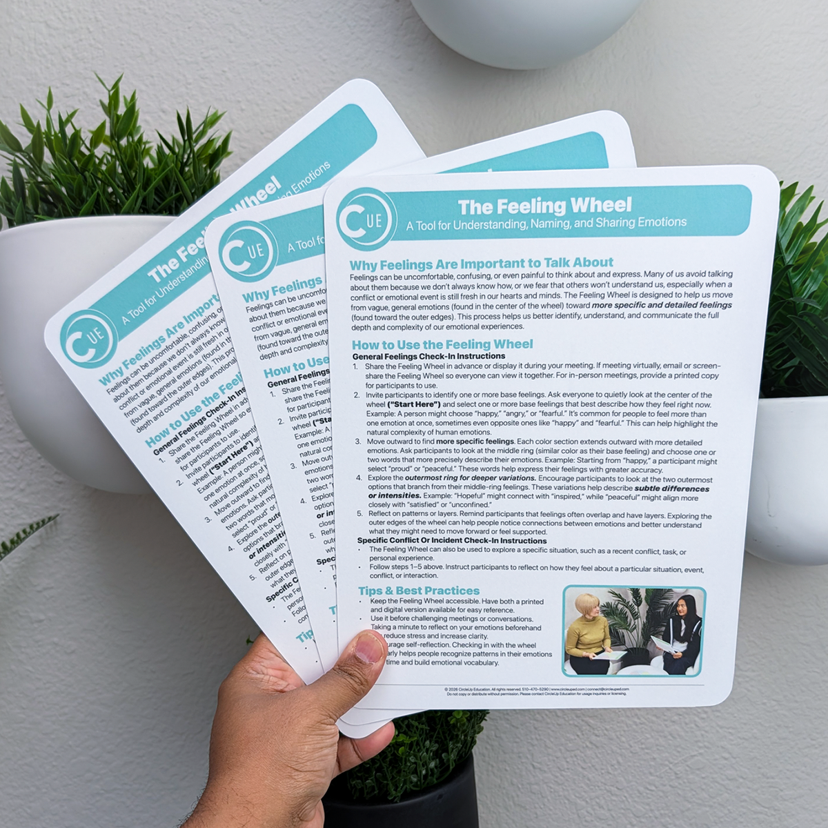 Feeling Wheel 3 Pack, 8.5 x 11 Soft-Touch Matte Laminated Cardstock